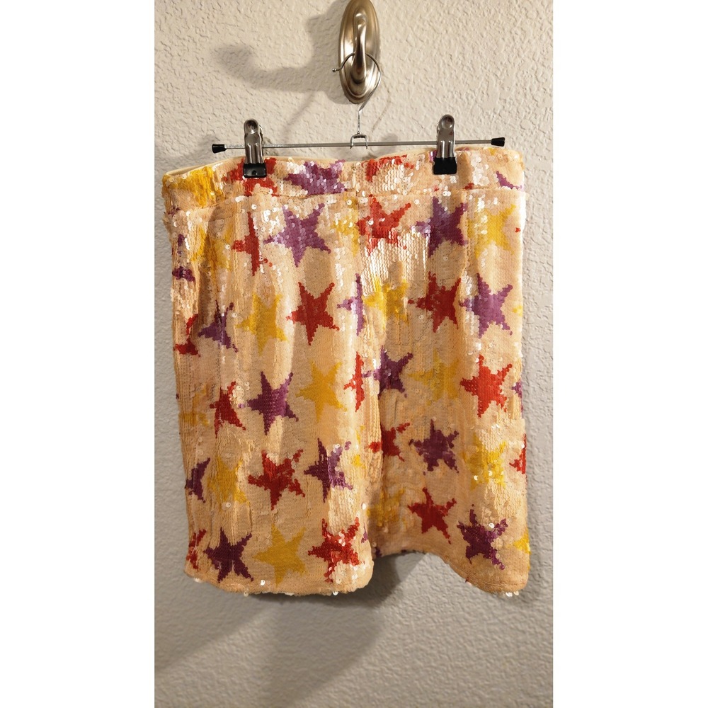 Nasty Gal Collection Sequin Star Mini Skirt Cream Multi Color Party Size 6